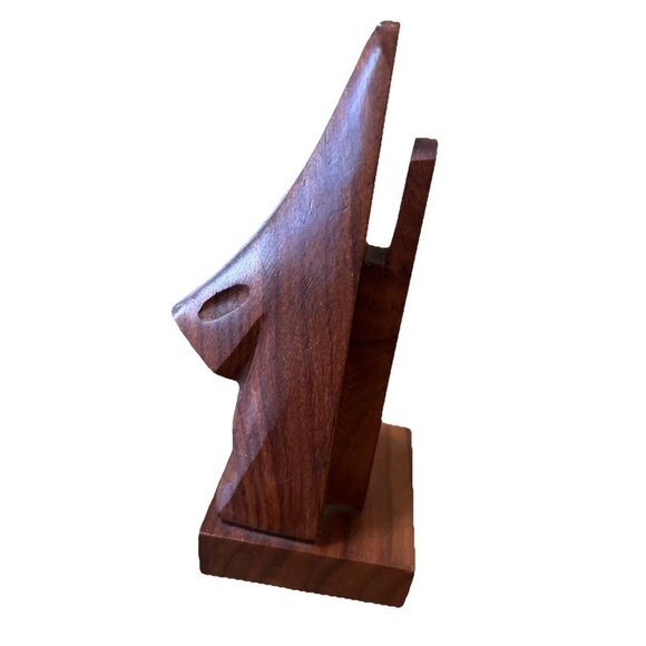 Carved Mod Wood Nose Vtg Eye Glasses Sunglasses 5.75" Display Shop Dresser Stand - Picture 3 of 5